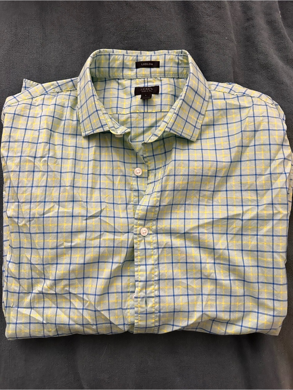 J. Crew Men’s Light Blue and Yellow Plaid Button-Down Shirt